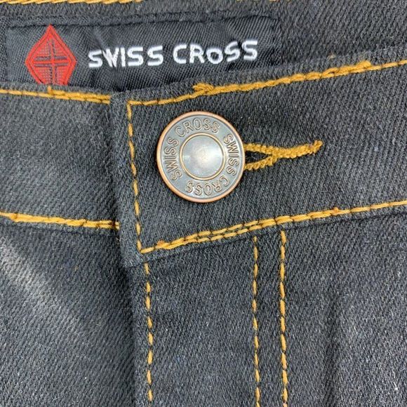 Girls Youth Swiss Cross Skinny Stretch Jeans Black 0899 - Picture 2 of 8